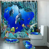 Ocean Design Dolphin 4 In 1 Waterproof Fabric Bathroom 3D Shower Curtain Set with Non Slip Toilet Cover Rugs Mat Home Decoration | Vimost Shop.