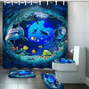 Ocean Design Dolphin 4 In 1 Waterproof Fabric Bathroom 3D Shower Curtain Set with Non Slip Toilet Cover Rugs Mat Home Decoration | Vimost Shop.