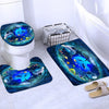 Ocean Design Dolphin 4 In 1 Waterproof Fabric Bathroom 3D Shower Curtain Set with Non Slip Toilet Cover Rugs Mat Home Decoration | Vimost Shop.