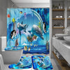 Ocean Design Dolphin 4 In 1 Waterproof Fabric Bathroom 3D Shower Curtain Set with Non Slip Toilet Cover Rugs Mat Home Decoration | Vimost Shop.