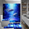 Ocean Design Dolphin 4 In 1 Waterproof Fabric Bathroom 3D Shower Curtain Set with Non Slip Toilet Cover Rugs Mat Home Decoration | Vimost Shop.