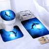 Ocean Design Dolphin 4 In 1 Waterproof Fabric Bathroom 3D Shower Curtain Set with Non Slip Toilet Cover Rugs Mat Home Decoration | Vimost Shop.