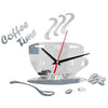 3D Coffee Cup Shape Time Clock DIY Mirror Acrylic Wall Clock Modern Kitchen Digital Wall Stickers Home Decor | Vimost Shop.