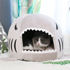 Willstar Pet Cat Bed House Gray Shark Shape Kennel Dog Warm Sleeping Mat Comfortable Beds for Small Large Pets