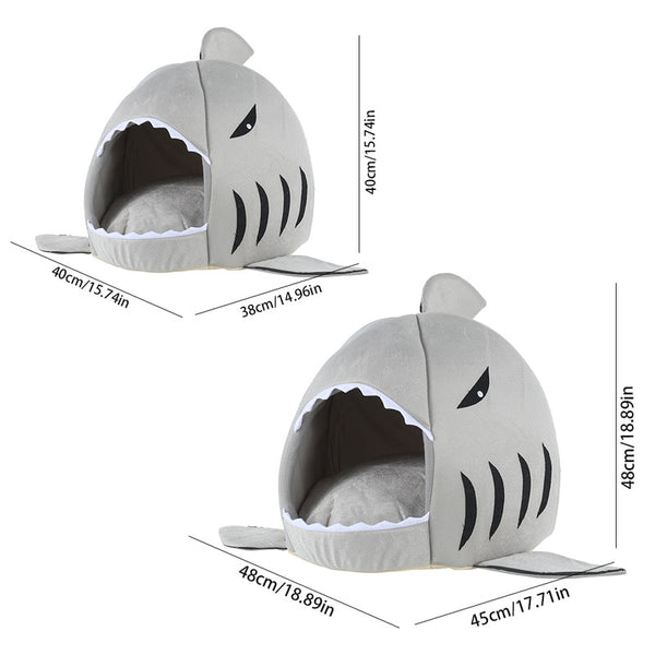 Willstar Pet Cat Bed House Gray Shark Shape Kennel Dog Warm Sleeping Mat Comfortable Beds for Small Large Pets | Vimost Shop.