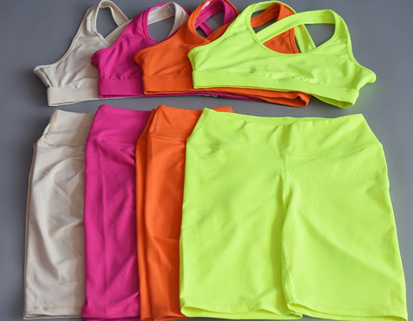 Seamless Sports Yoga Set Gym Fitness Running Tracksuit Fashion Bra Top And Shorts Set Jogging Push Up Workout Clothing Outfits | Vimost Shop.