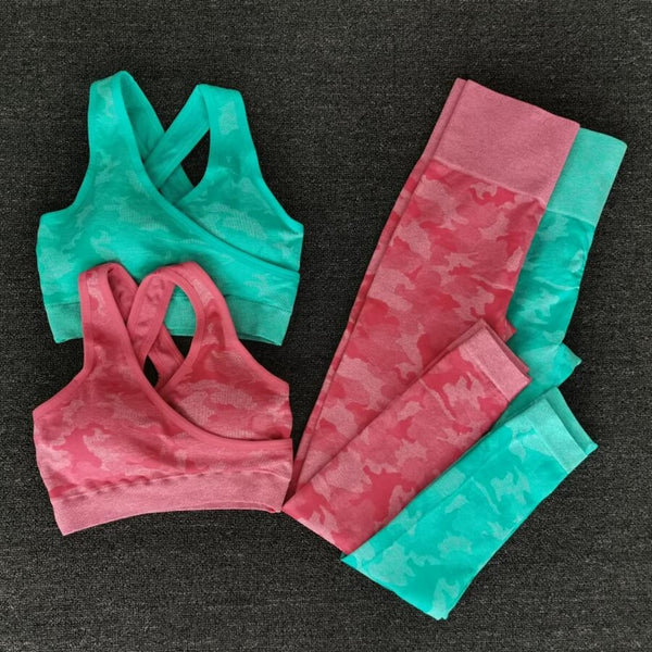 Seamless Camo Print Yoga Set Fitness Gym Sports Bra Crop Top Leggings Suit High Waist Workout Set Jogging Clothing For Women | Vimost Shop.