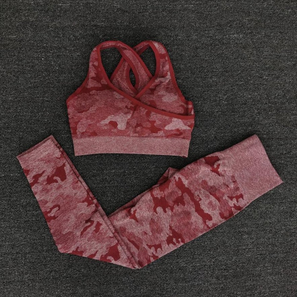 Seamless Camo Print Yoga Set Fitness Gym Sports Bra Crop Top Leggings Suit High Waist Workout Set Jogging Clothing For Women | Vimost Shop.