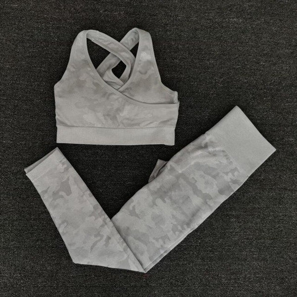 Seamless Camo Print Yoga Set Fitness Gym Sports Bra Crop Top Leggings Suit High Waist Workout Set Jogging Clothing For Women | Vimost Shop.