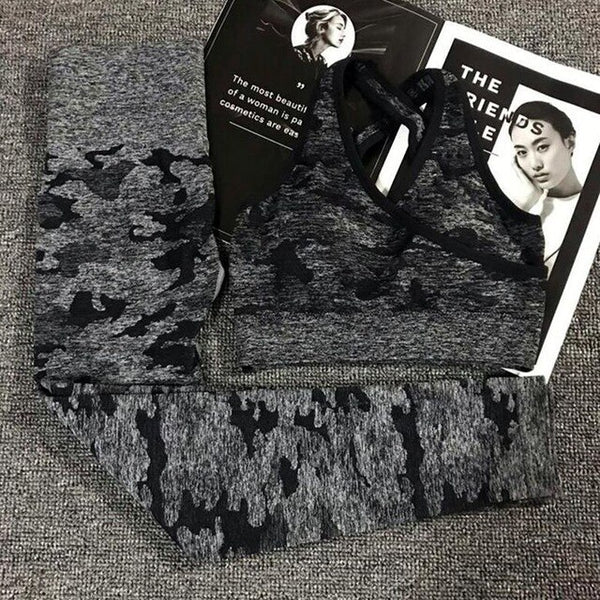 Seamless Camo Print Yoga Set Fitness Gym Sports Bra Crop Top Leggings Suit High Waist Workout Set Jogging Clothing For Women | Vimost Shop.