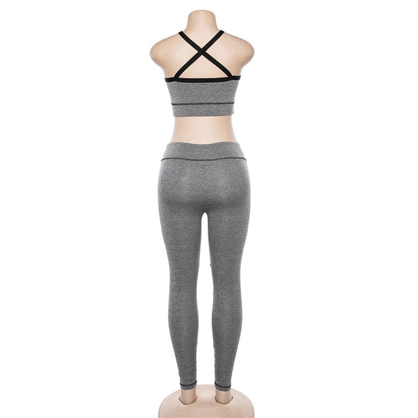 Seamless Yoga Two Piece Set Fashion Sheer Mesh Patchwork Bra Top Leggings Sports Fitness Suit Running Energy Workout Tracksuit | Vimost Shop.