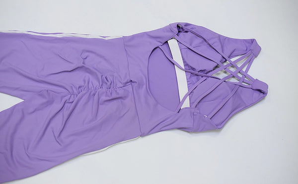 Seamless Striped Sports Yoga Jumpsuit Gym Fitness One piece Fashion Backless Top Leggings Romper Jogging Workout Dance Clothing | Vimost Shop.