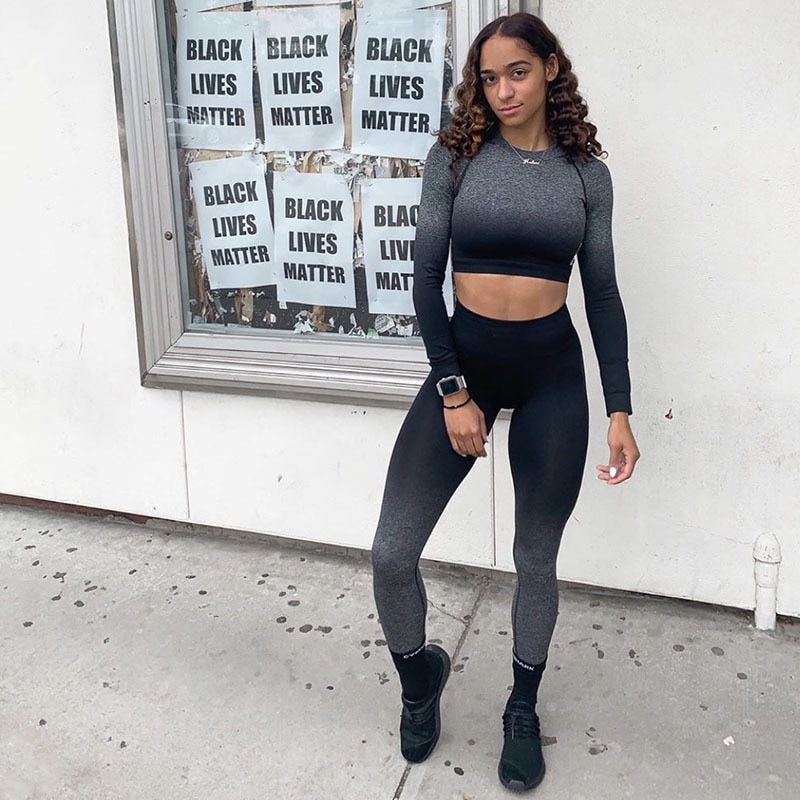 Autumn Sports Yoga Set Seamless Changing Color Gym Fitness Tracksuit Fashion Bra Top And Leggings Set Jogging Workout Clothing | Vimost Shop.