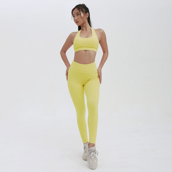Seamless Yoga Set Women Gym Clothing Halter Tank Crop Top Leggings Tracksuit Push Up Work Out Gym Sportswear Hip Lifting Outfits | Vimost Shop.