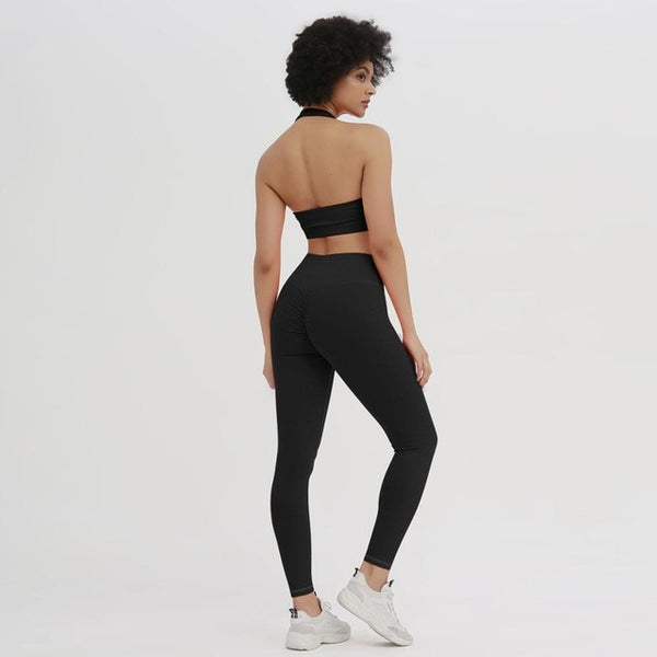Seamless Yoga Set Women Gym Clothing Halter Tank Crop Top Leggings Tracksuit Push Up Work Out Gym Sportswear Hip Lifting Outfits | Vimost Shop.