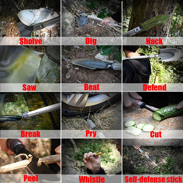 MT14104 Multifunction Camping Shovel Foldable Survival Shovels For Camp Adjustable Hoe Hook Hunting Shovel Outdoor Garden Tools | Vimost Shop.