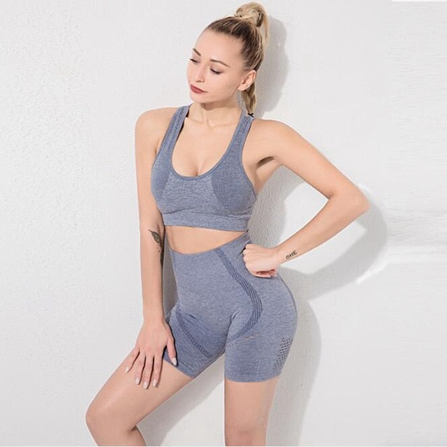 Seamless Yoga Set Women Gym Clothes Bra And Shorts Sportswear Running Dance Training Suit Patchwork Fashion Tracksuit Casual | Vimost Shop.