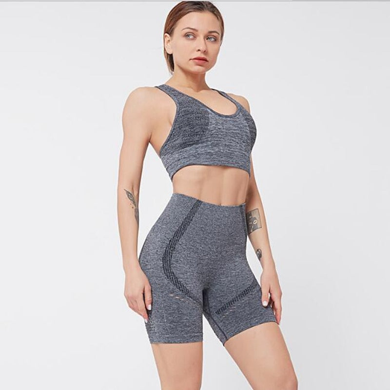 Seamless Yoga Set Women Gym Clothes Bra And Shorts Sportswear Running Dance Training Suit Patchwork Fashion Tracksuit Casual | Vimost Shop.