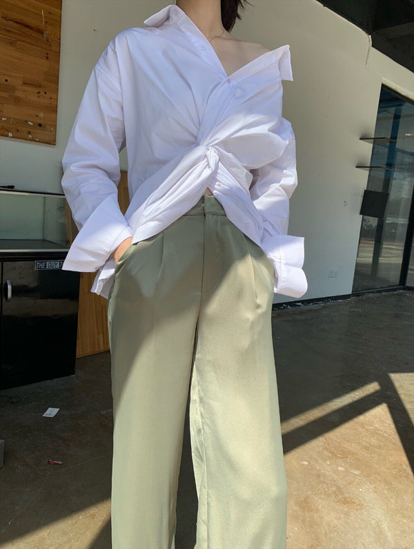 New Cross Design Irregular Loose V-neck Shirt Female Fashion Temperament Top With Clavicle Streetwear | Vimost Shop.