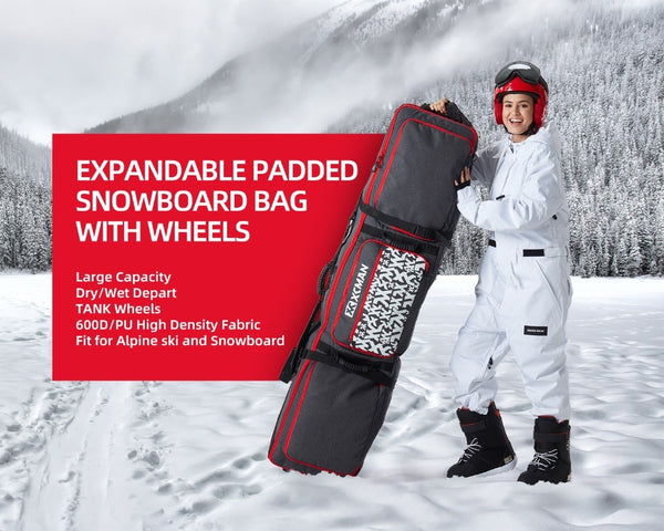 Roller Snowboard Bag with Wheels Adjustable Length for Air Travel - Extra Long/Wide/Deep,Waterpeoof - with ABS Protection | Vimost Shop.
