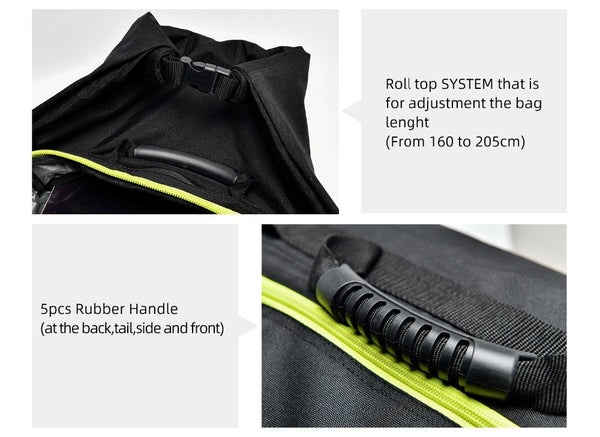Roller Snowboard Bag with Wheels Adjustable Length for Air Travel - Extra Long/Wide/Deep,Waterpeoof - with ABS Protection | Vimost Shop.