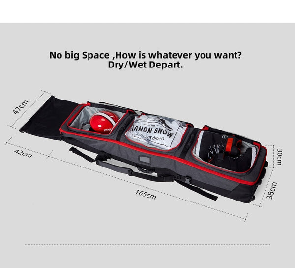 Roller Snowboard Bag with Wheels Adjustable Length for Air Travel - Extra Long/Wide/Deep,Waterpeoof - with ABS Protection | Vimost Shop.