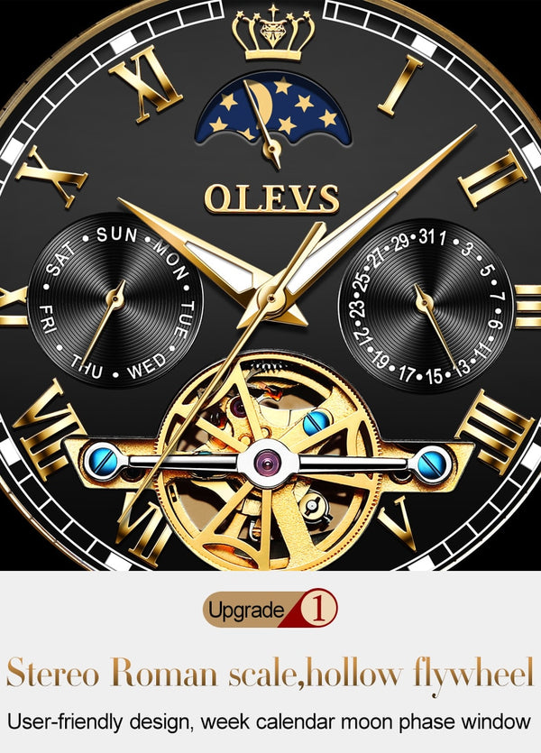 Men Watch Automatic Mechanical Business Skeleton Slef-Wind Luxury Stainless Steel Waterproof Luminous Wrist Watch | Vimost Shop.