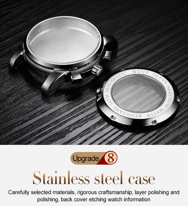 Men Watch Automatic Mechanical Business Skeleton Slef-Wind Luxury Stainless Steel Waterproof Luminous Wrist Watch | Vimost Shop.