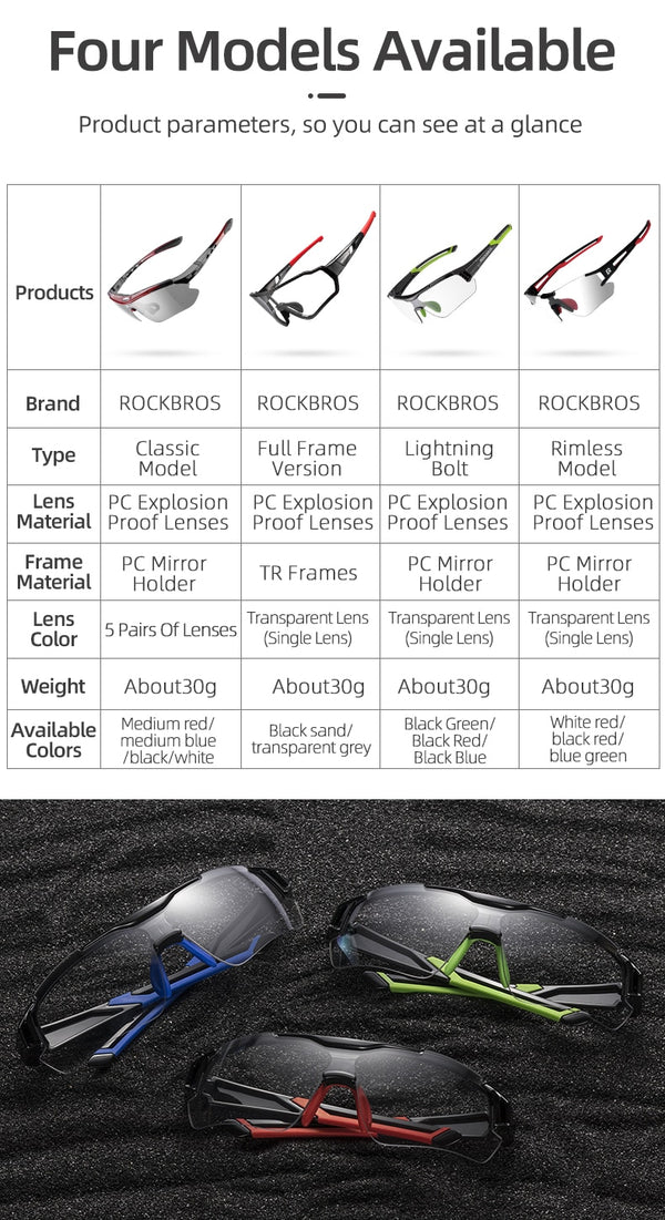 Photochromic Cycling Glasses Bike Bicycle Glasses Sports Men's Sunglasses MTB Road Cycling Eyewear Protection Goggles | Vimost Shop.