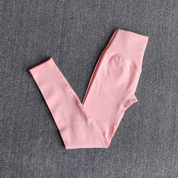 Women's Sportswear Yoga Sets Ribbed Seamless Long Sleeve Workout Clothes for Women High Waist Sports Legging Long Sleeve Top