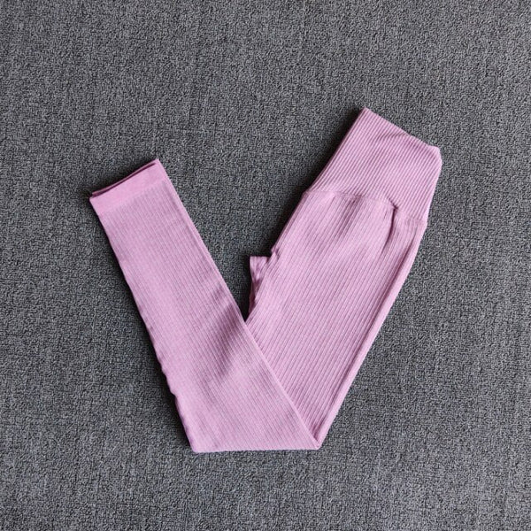 Women's Sportswear Yoga Sets Ribbed Seamless Long Sleeve Workout Clothes for Women High Waist Sports Legging Long Sleeve Top