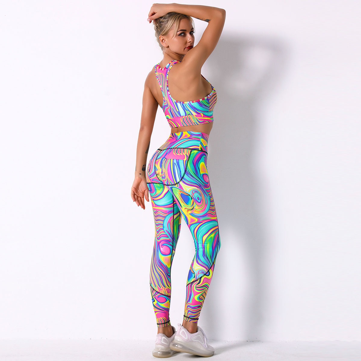 Print Yoga Leggings Seamless High Waist Pants Fashion High Elastic Slim Hips Lifting Trousers Gym Fitness Workout Running Sports | Vimost Shop.