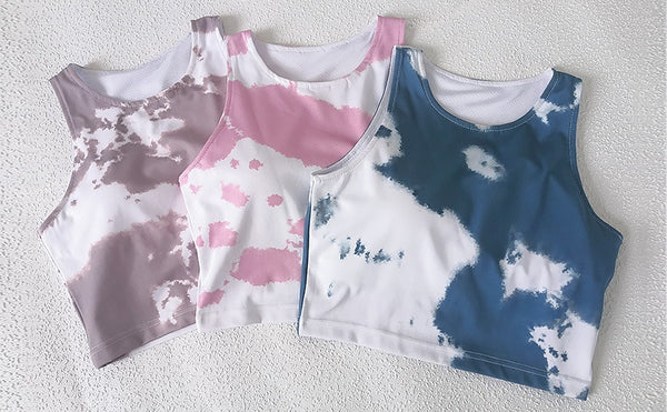 Tie Dye Gym Yoga Suit Fitness Tracksuit Sports Tank Crop Top Shorts Set Jogging Workout Training Dance Push Up Casual Clothing | Vimost Shop.