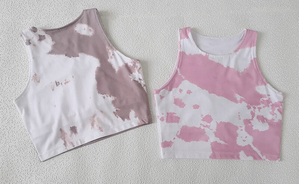 Tie Dye Gym Yoga Suit Fitness Tracksuit Sports Tank Crop Top Shorts Set Jogging Workout Training Dance Push Up Casual Clothing | Vimost Shop.