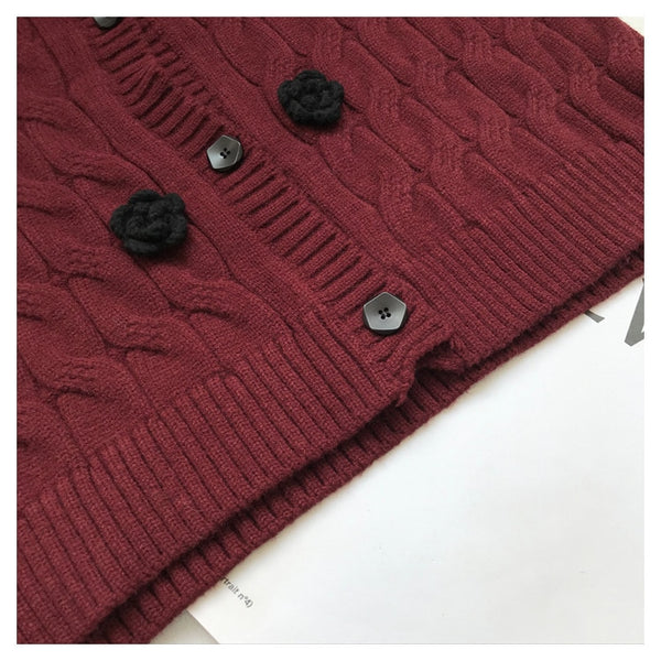 High Quality Women Winter Embroidered Floral Cardigan Sweater Outwear Knit Female Clothes Christmas Luxury