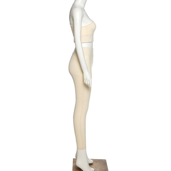 Seamless Ribbing Yoga Set Sportswear Tracksuit Fashion One Shoulder Top Leggings Pants Fitness Suit Running Energy Workout Suit | Vimost Shop.