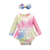 Tie dye Baby Girl Clothes 2Piece Bodysuit+Headband Fashion Kids Girl Outfits for Newborn Autumn Toddler Girl Clothing D30 | Vimost Shop.