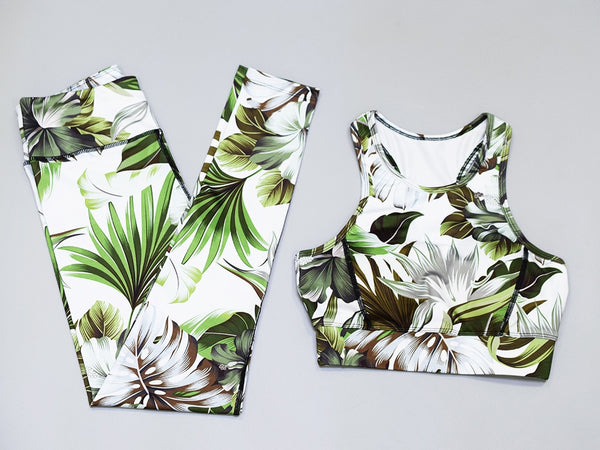 Seamless Floral Print Sports Yoga Set Gym Fitness Tracksuit Fashion Top Leggings Suit Jogging Workout Training Dance Clothing | Vimost Shop.