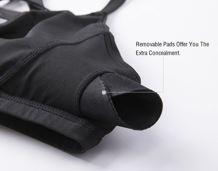 Women's Light Support Strappy Wirefree Removable Pads Convertible Yoga Sports Bra