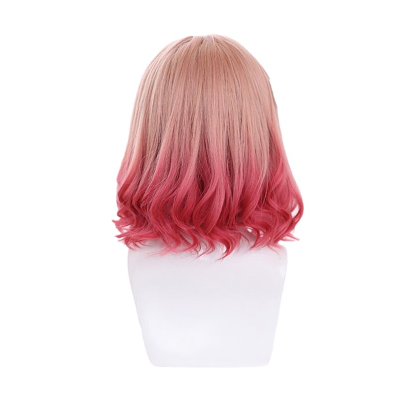 Gradient Pink Lolita Wigs Medium Loose Wave Sweet Harajuku Japanese Cosplay Wig Heat Resistant Synthetic Hair | Vimost Shop.