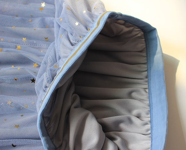 Star sequined mesh skirt summer new female ins super fire long a-line skirt net red fairy skirt Female summer | Vimost Shop.