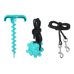 Pet Dog Toy Kit Tie Out Stake Spiral Ground Anchor Spiral Tie Out Cable Traction Rope with Molar Ball Dogs Supplies