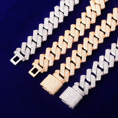 Solid 14mm Miami Cuban Choker Square Link Necklace Gold Color Iced Out Cubic Zirconia Rock Hip hop Style Men's Jewelry