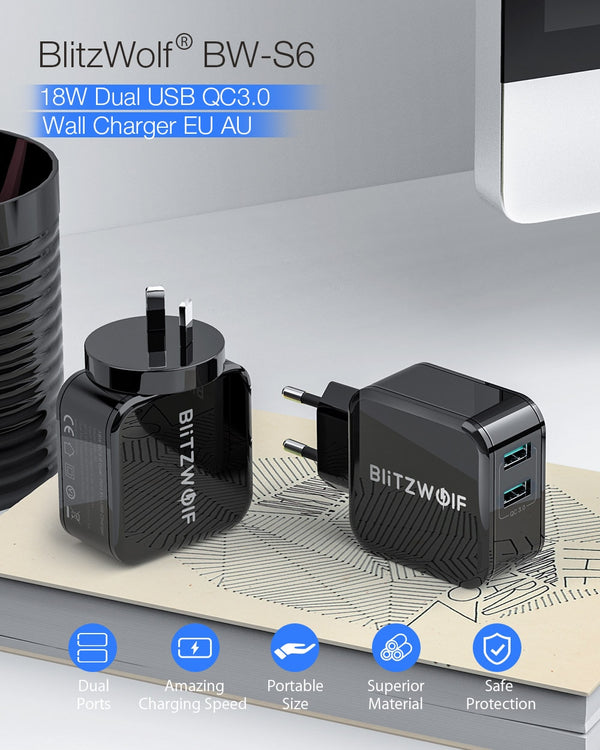 QC3.0+2.4A 18W Dual USB Fast Charger Port Mobile Phone EU AU Adapter Travel Wall Charger For iPhone 11 8 X For Huawei | Vimost Shop.