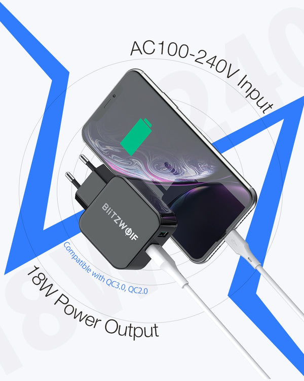 QC3.0+2.4A 18W Dual USB Fast Charger Port Mobile Phone EU AU Adapter Travel Wall Charger For iPhone 11 8 X For Huawei | Vimost Shop.