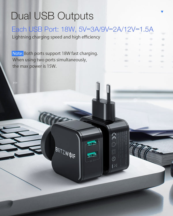 QC3.0+2.4A 18W Dual USB Fast Charger Port Mobile Phone EU AU Adapter Travel Wall Charger For iPhone 11 8 X For Huawei | Vimost Shop.