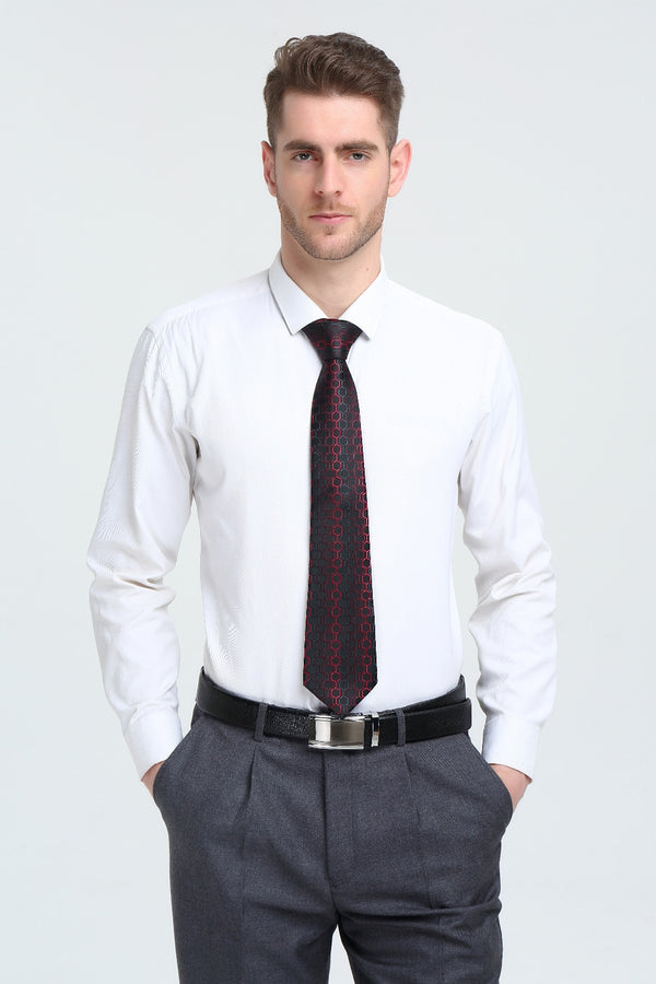 Male Luxury Neck Tie For Men Business Red Striped 100% Silk Tie Set Barry.Wang Fashion Design Neckwear Dropshipping LS-5022 | Vimost Shop.