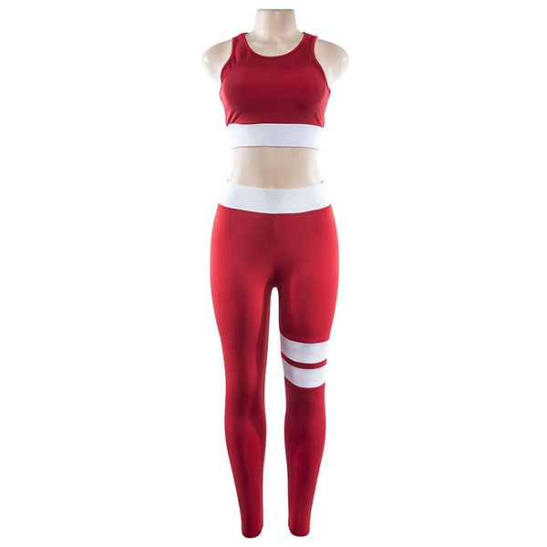 Women Tracksuit Solid Yoga Set Patchwork Running Fitness Jogging T-shirt Leggings Sports Suit Gym Sportswear Workout Clothes S-L | Vimost Shop.