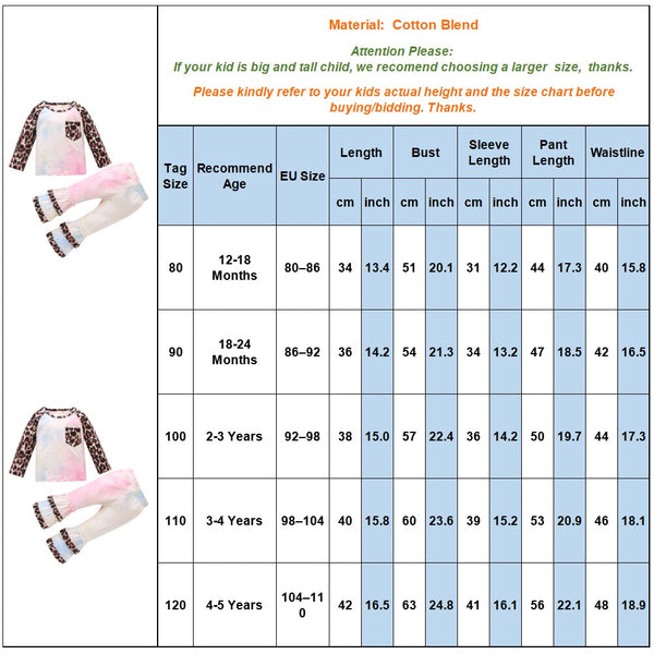 Fashion Baby Girls Clothing Set Cotton Long Sleeve Tie Dye Tops+Leopard Pants Casual Toddler 2Pcs Newborn Baby Girls Clothes D30 | Vimost Shop.