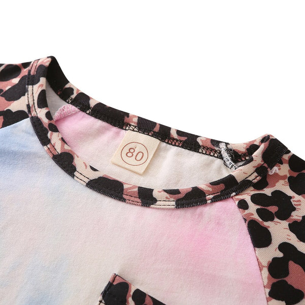 Fashion Baby Girls Clothing Set Cotton Long Sleeve Tie Dye Tops+Leopard Pants Casual Toddler 2Pcs Newborn Baby Girls Clothes D30 | Vimost Shop.